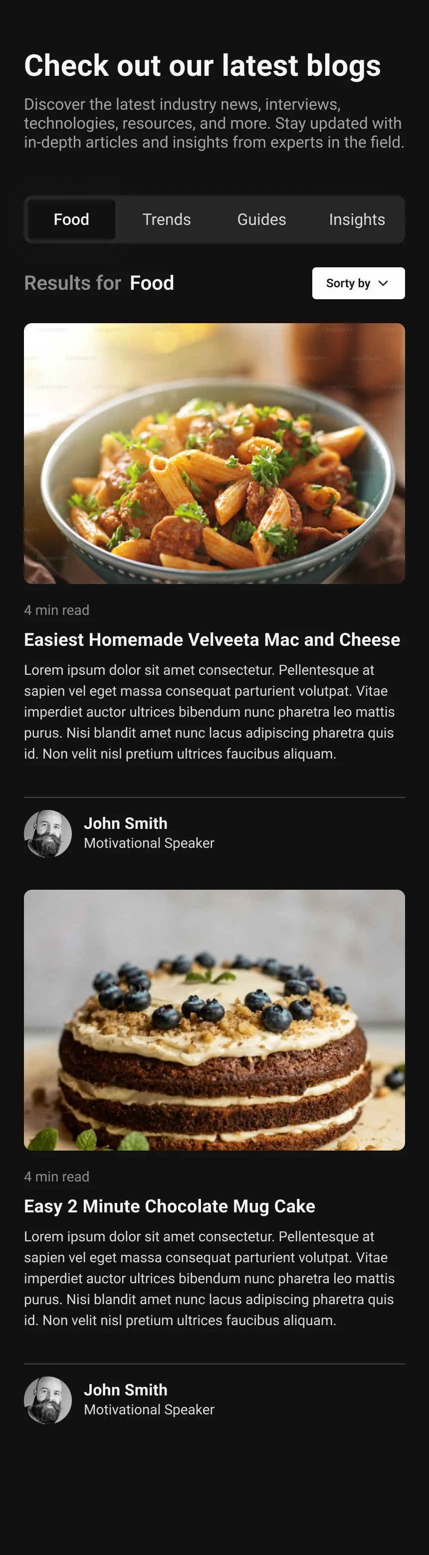 Single Column Blog - Native Dark Mode